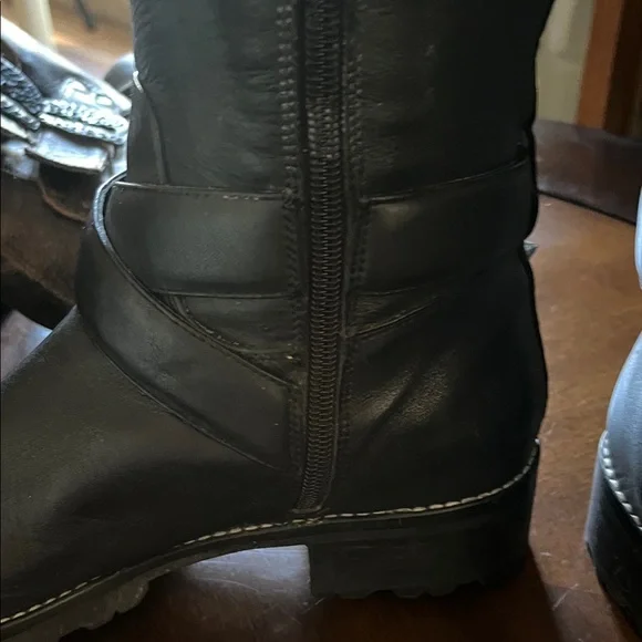 Marc Fisher Black Leather Moto Boots - Picture 7 of 9